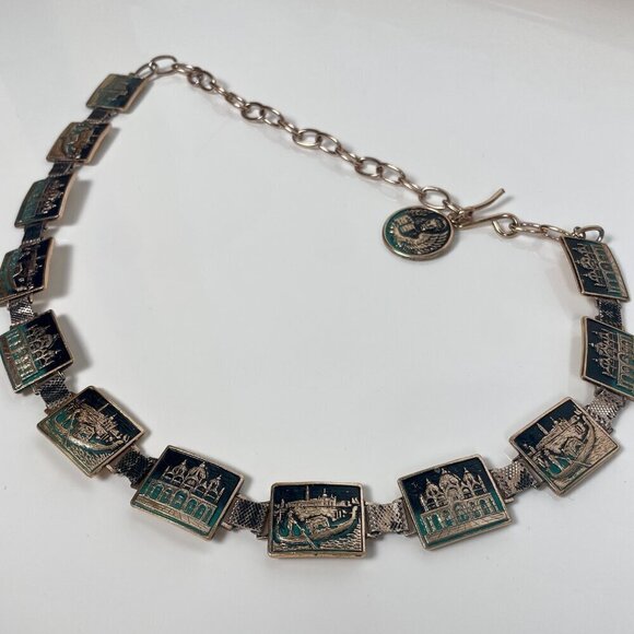 Vintage Accessories - RARE Vintage European Tourist Bronze Belt with Metal Carvings Waist Size: 35